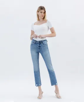 Soundness - High Rise Distressed Crop Slim Straight Jeans