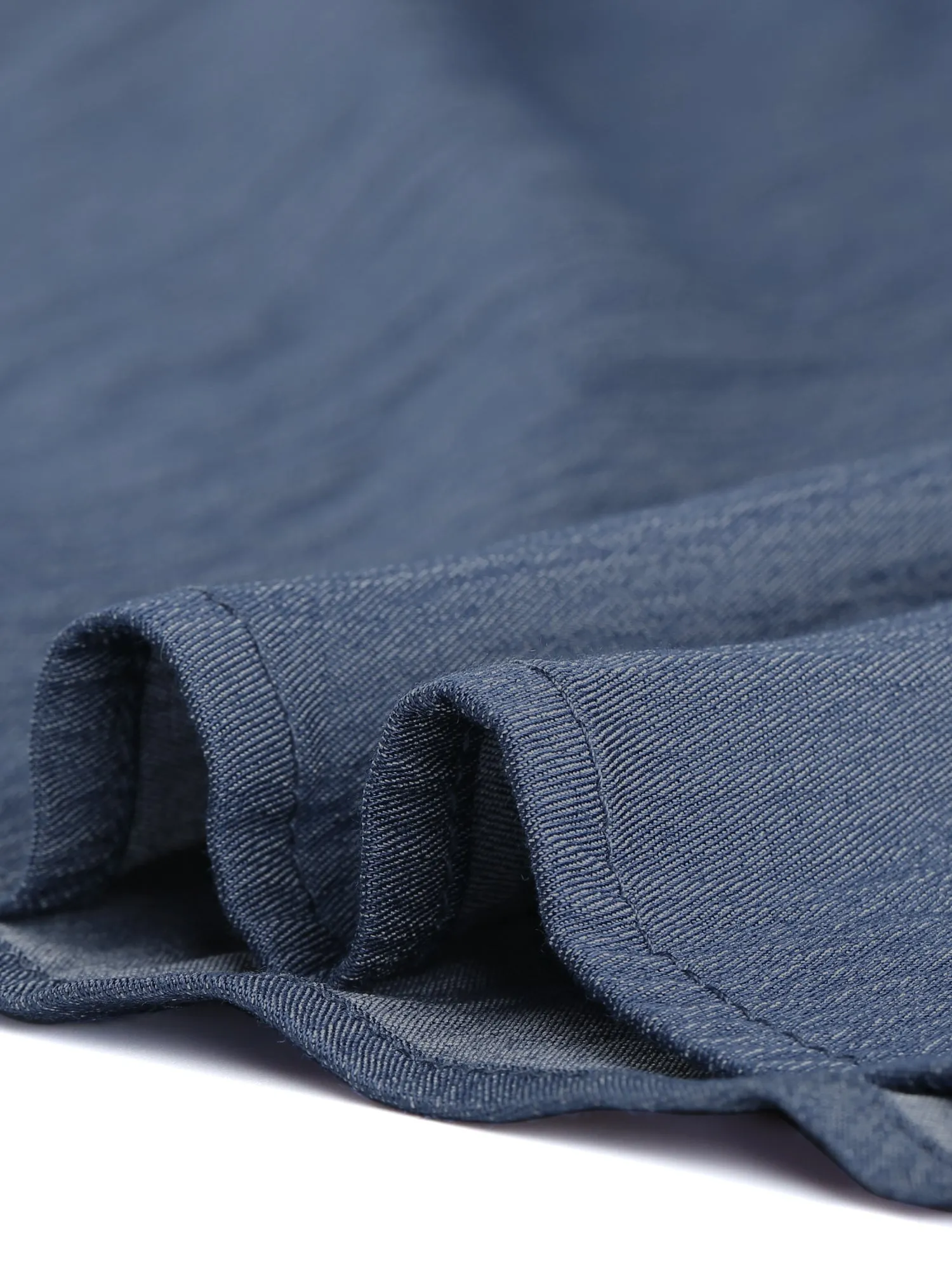 Spandex V Neck Elastic Waist Plus Size Denim Dress