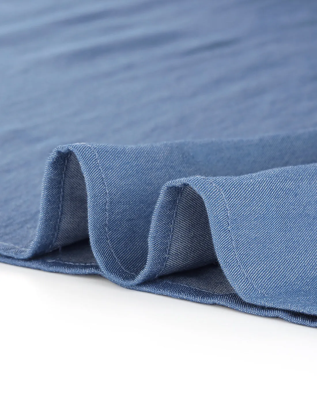 Spandex V Neck Elastic Waist Plus Size Denim Dress