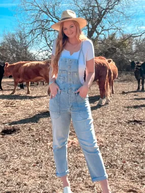 Straight Leg Denim Pocket Overalls
