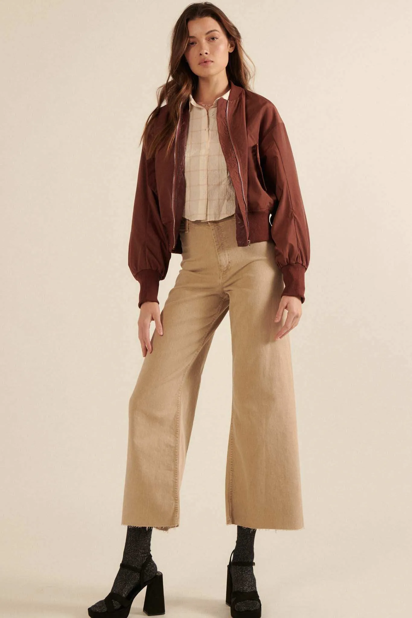 Taking Flight Ruched Bomber Jacket