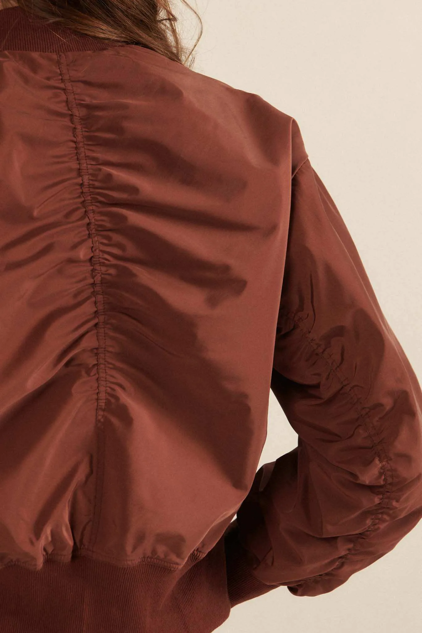 Taking Flight Ruched Bomber Jacket