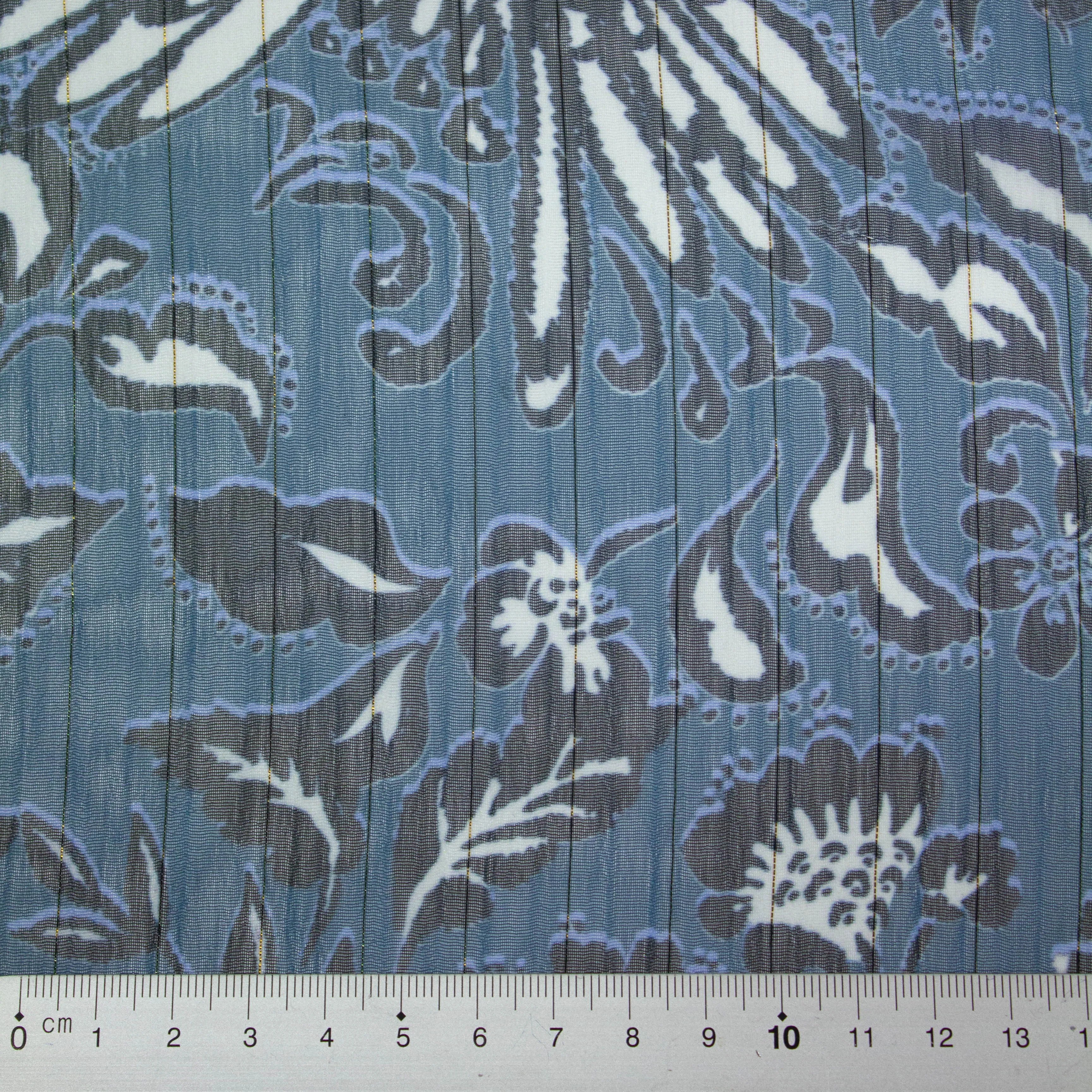 Taris Blue Floral Polyester Voile