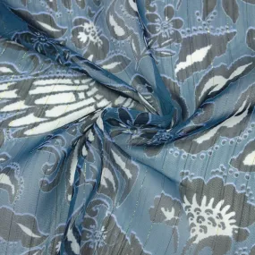 Taris Blue Floral Polyester Voile