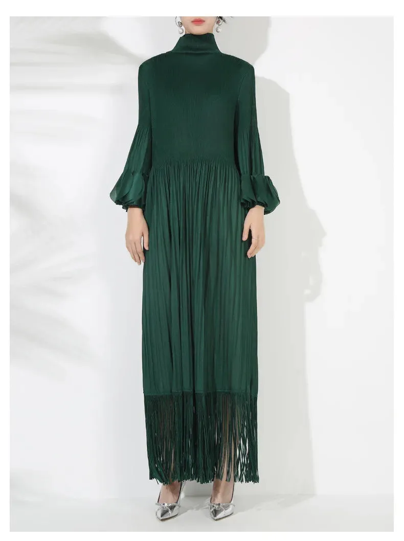 Truly Pleated Oversized Sleeve Midi Dress