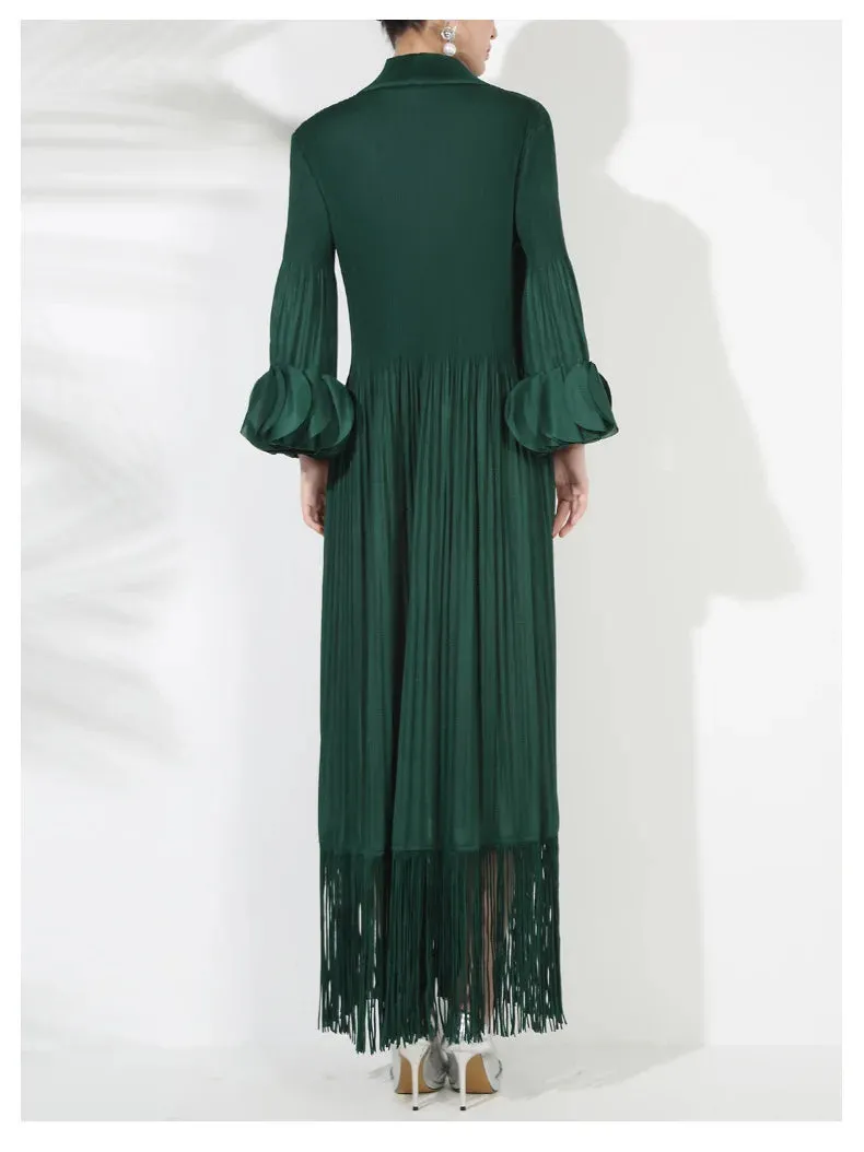 Truly Pleated Oversized Sleeve Midi Dress