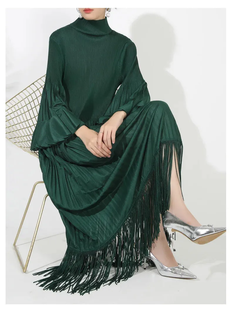 Truly Pleated Oversized Sleeve Midi Dress