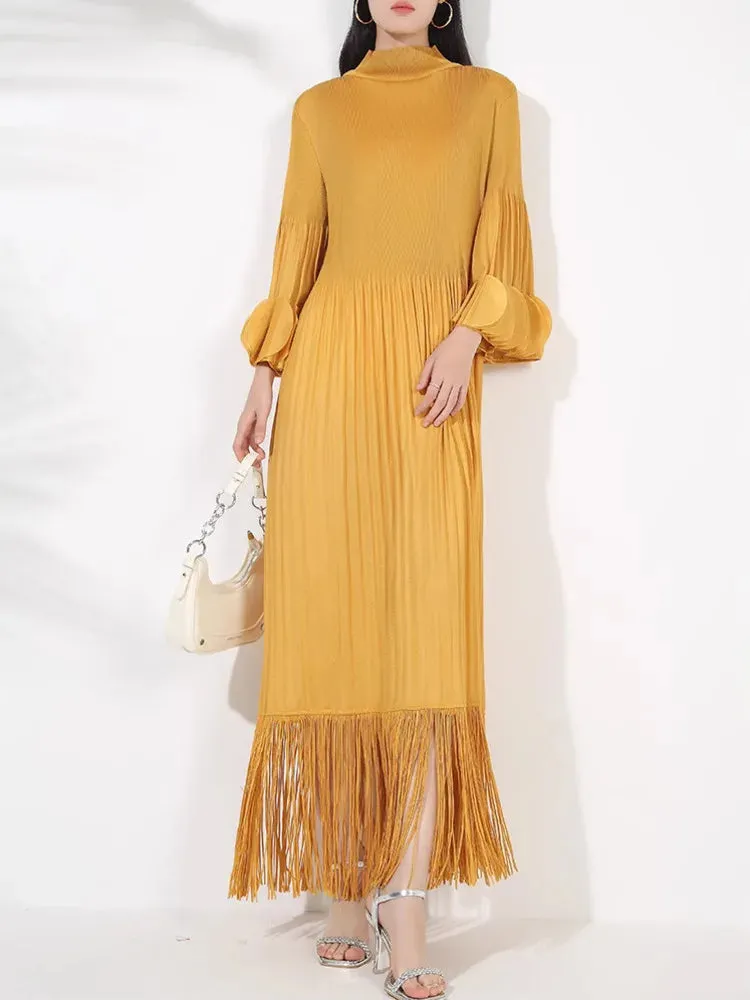 Truly Pleated Oversized Sleeve Midi Dress