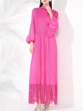 Truly Pleated Oversized Sleeve Midi Dress