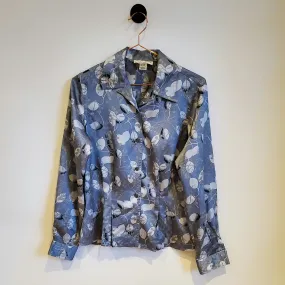 Vintage 80s Floral Long Sleeve Blouse | Size 6