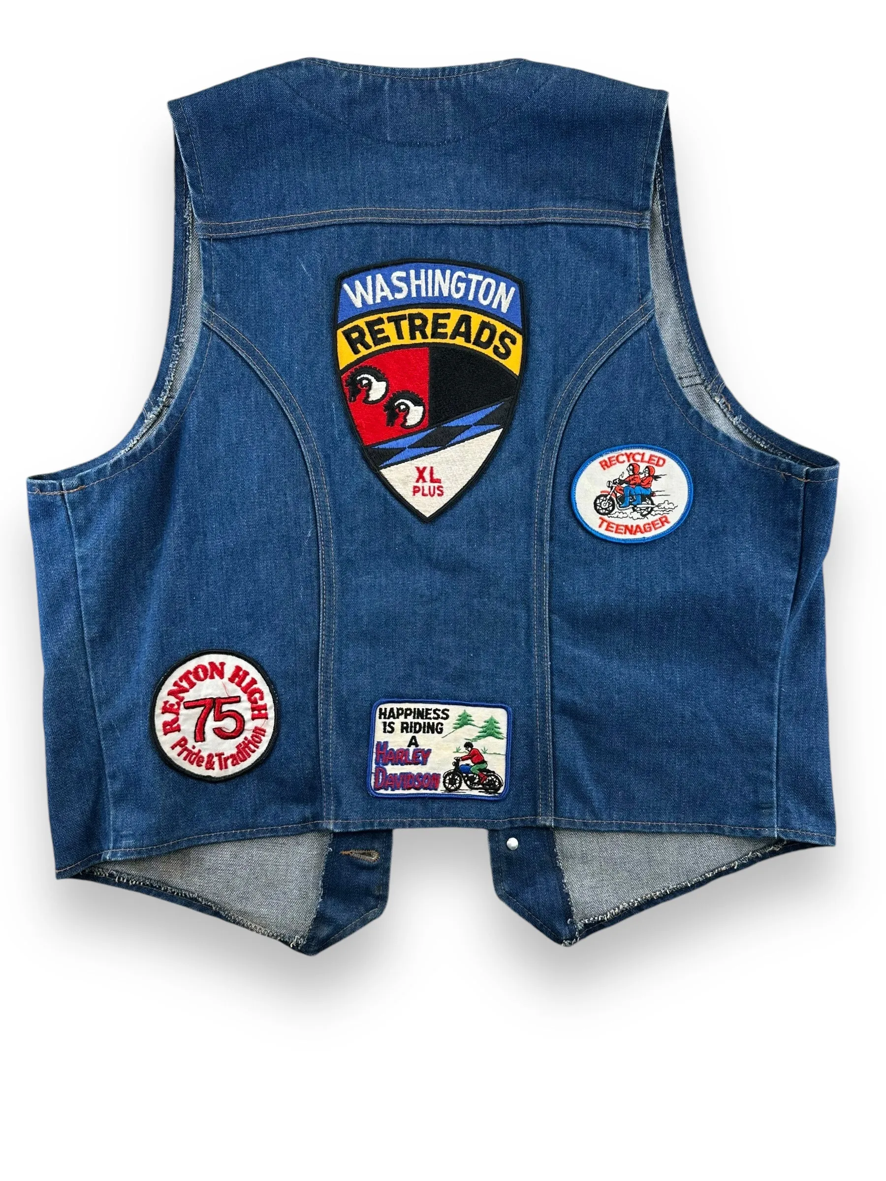 Vintage Wrangler Washington Retreads Biker Vest SZ XL