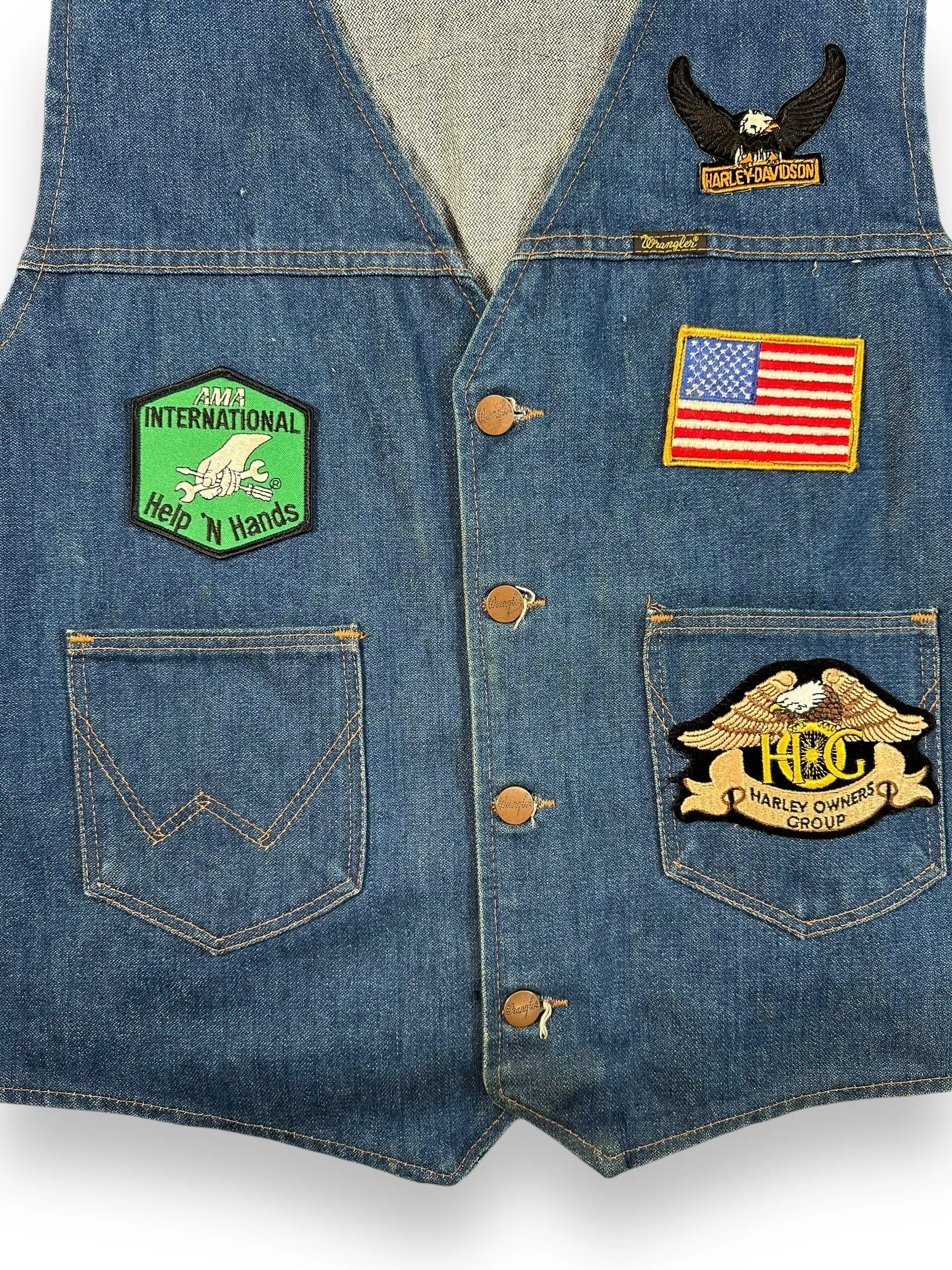 Vintage Wrangler Washington Retreads Biker Vest SZ XL