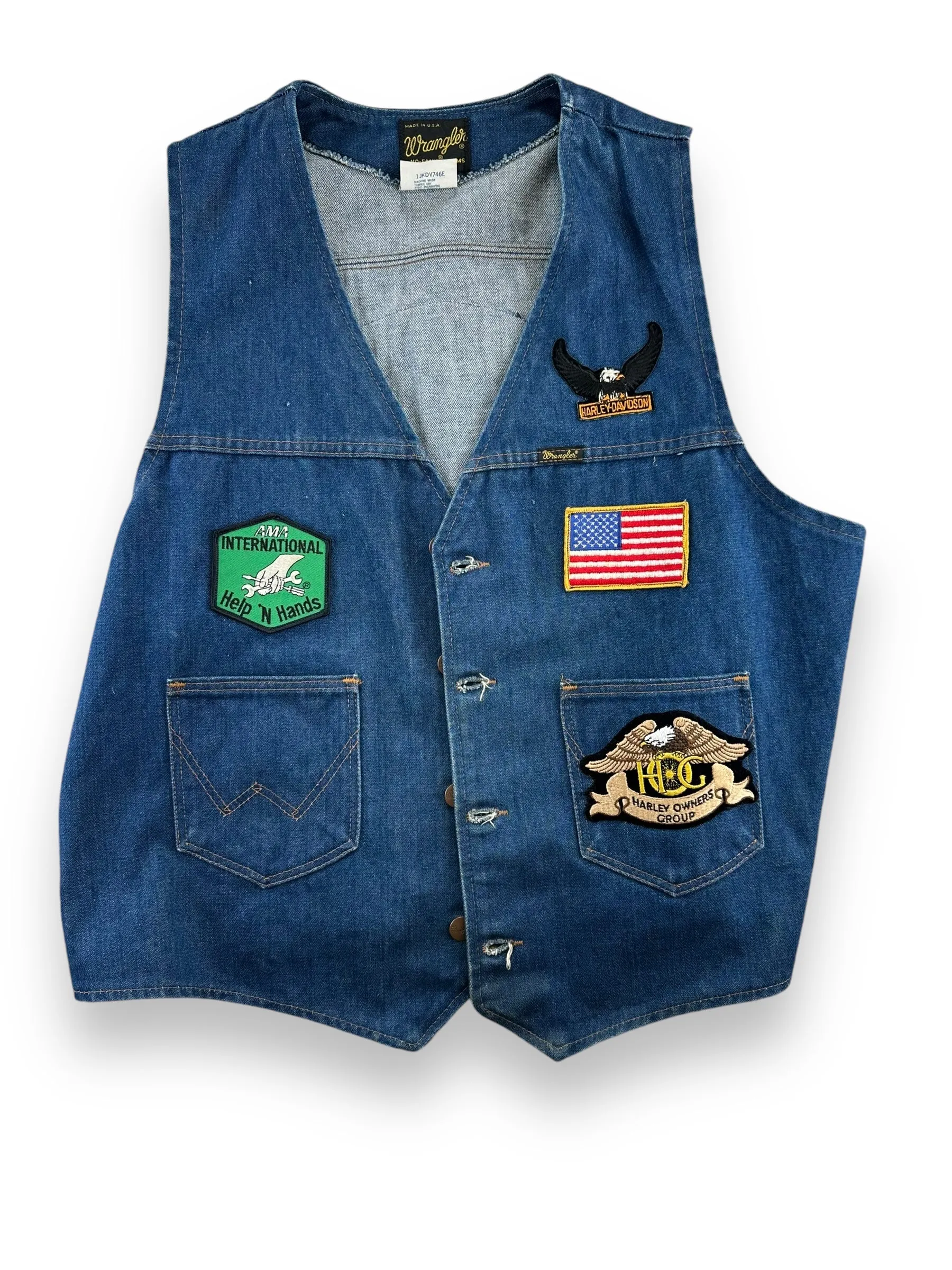 Vintage Wrangler Washington Retreads Biker Vest SZ XL