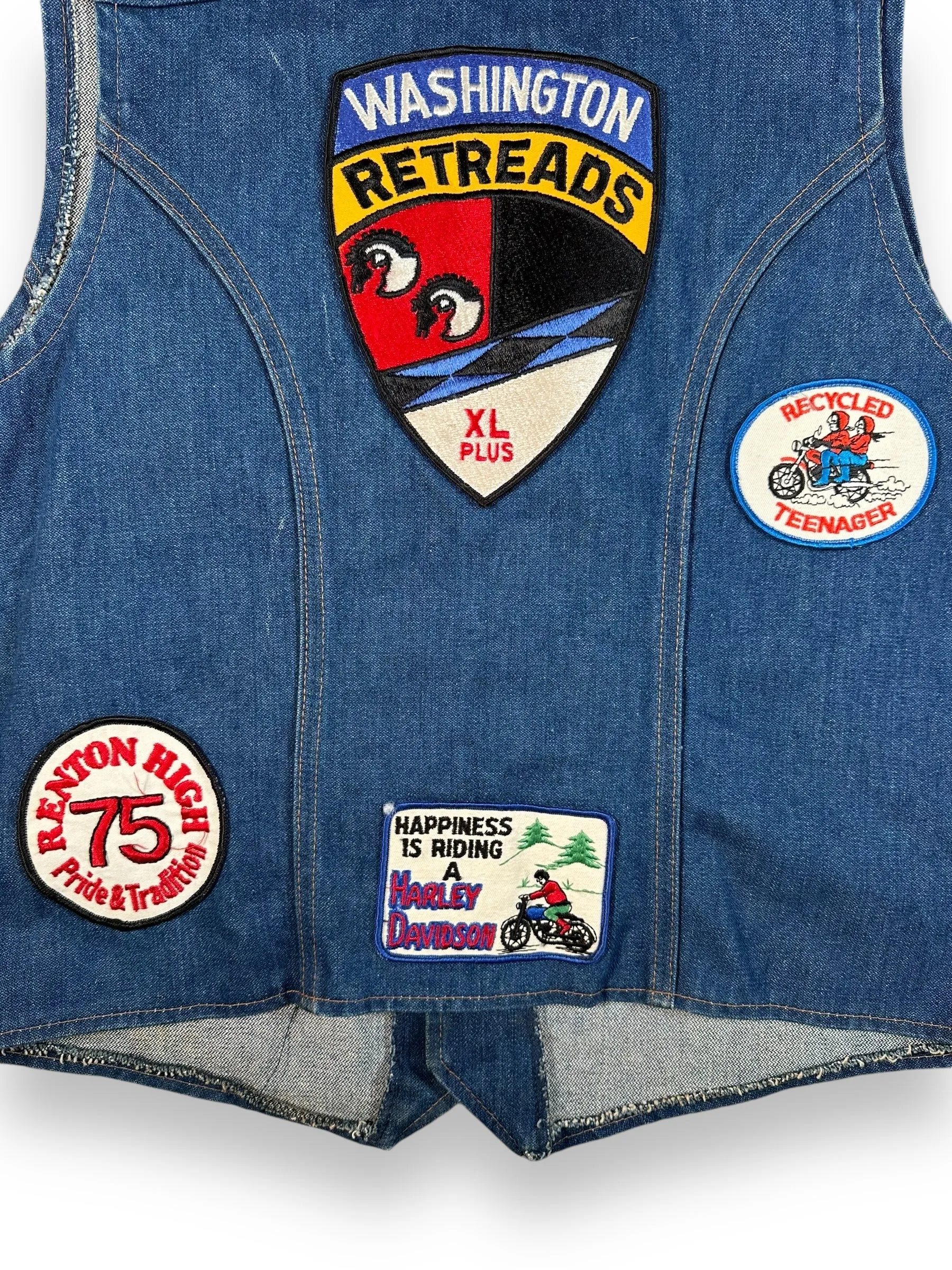 Vintage Wrangler Washington Retreads Biker Vest SZ XL