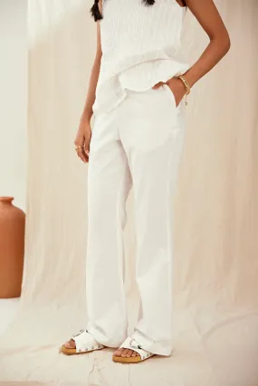 White cotton bootcut pants
