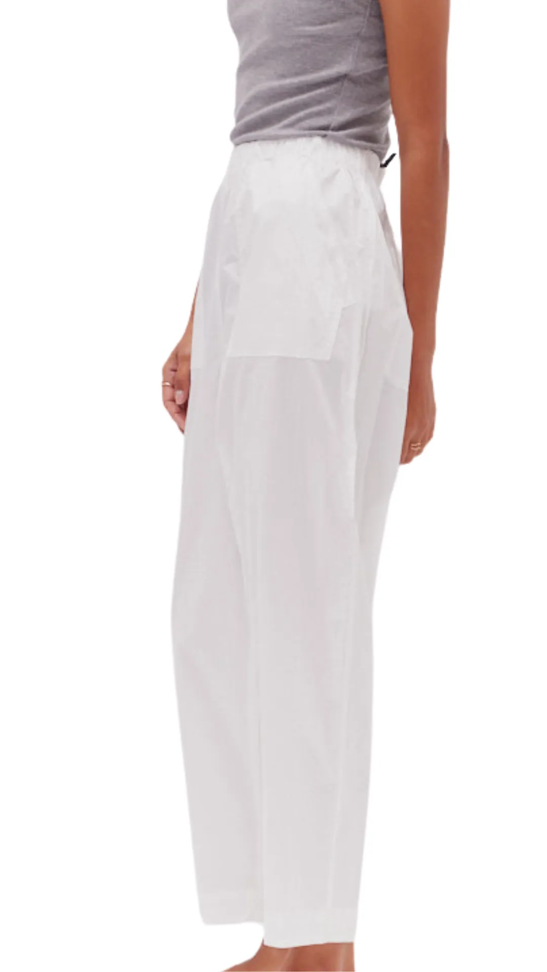 White Cotton Poplin Pants