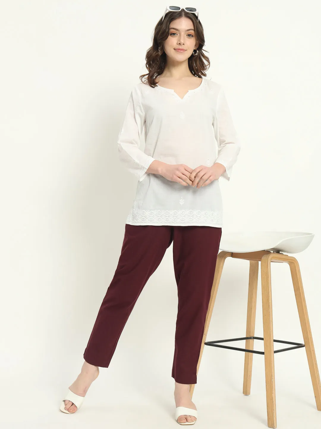 WINE COTTON PANTS