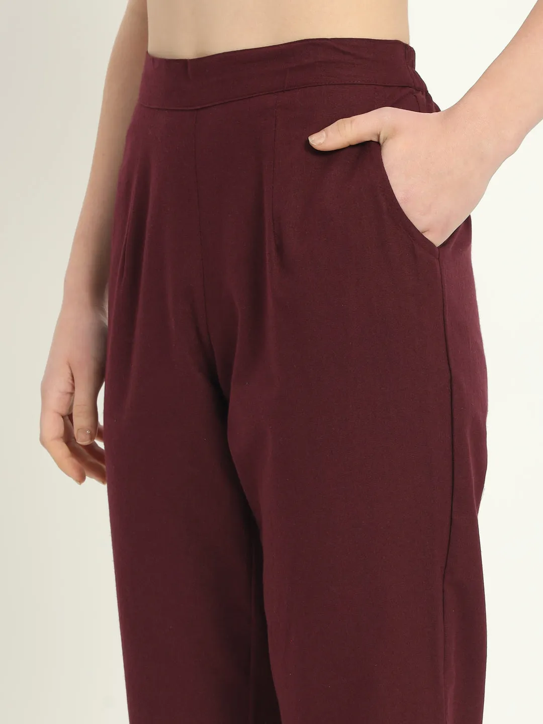 WINE COTTON PANTS