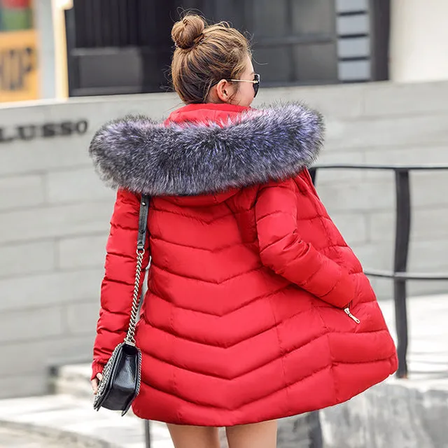 Women coat thick hoodie  winter coat slim women parka Down jacket