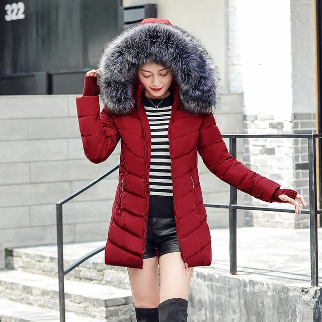 Women coat thick hoodie  winter coat slim women parka Down jacket