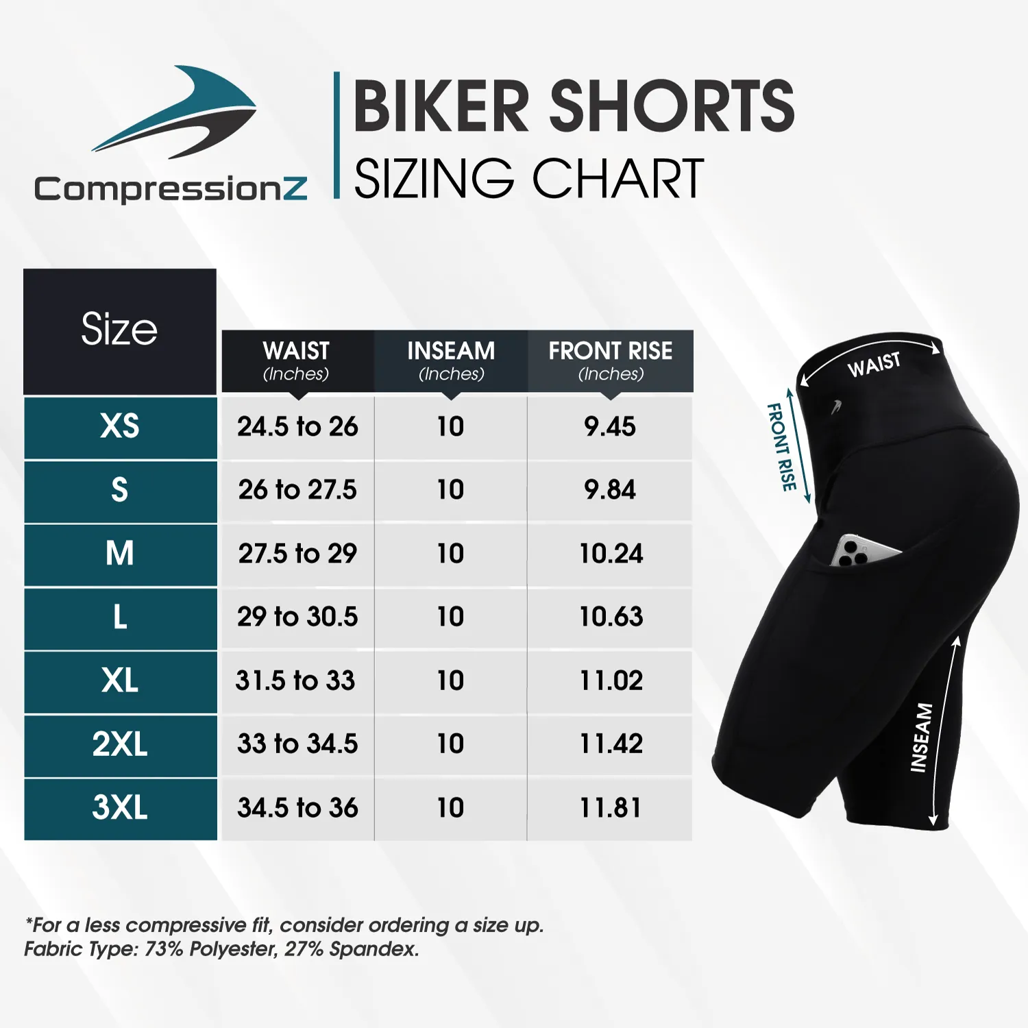 Women's Biker Shorts W/ Pockets - 10" Black