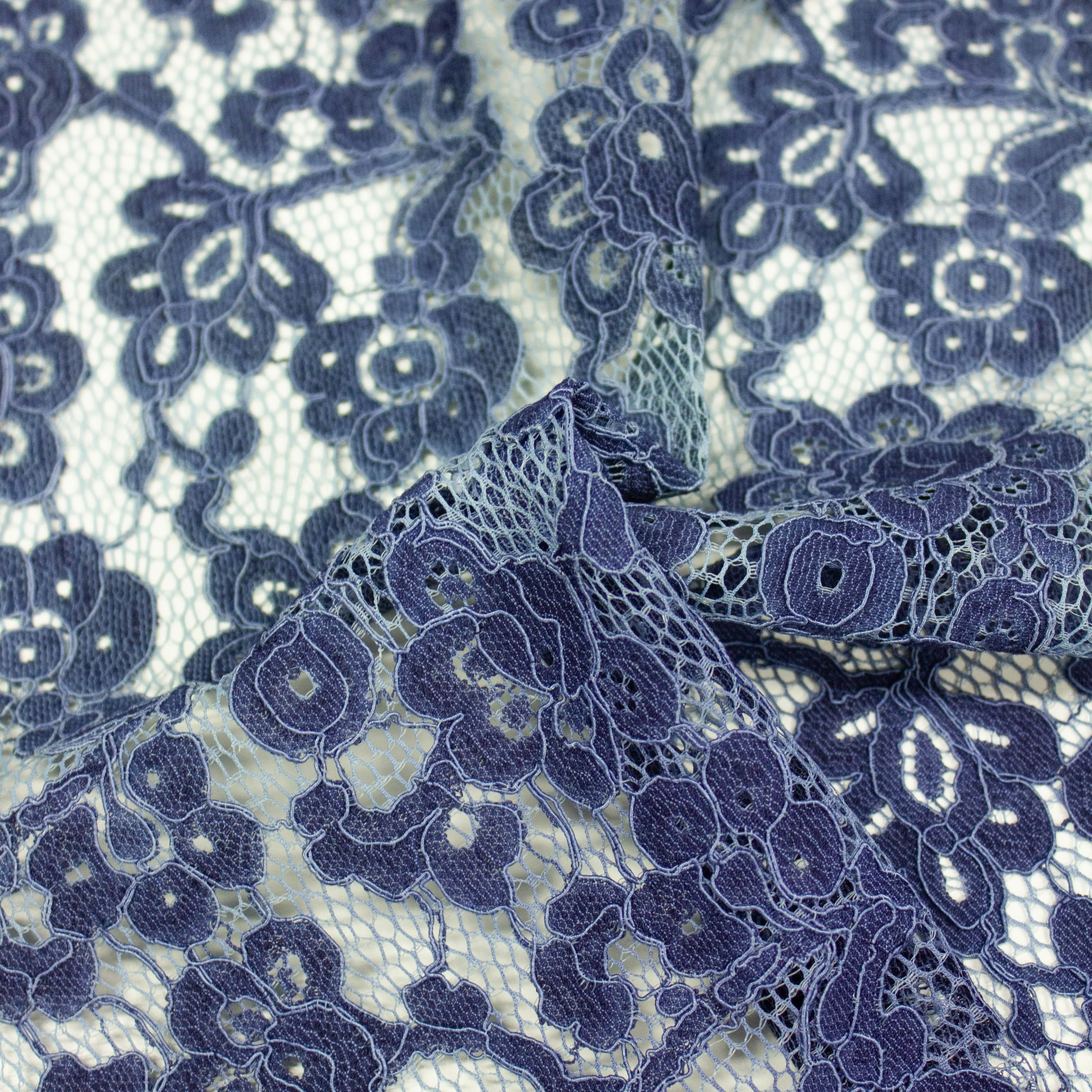 Yanzi Blue Floral Polyester Lace