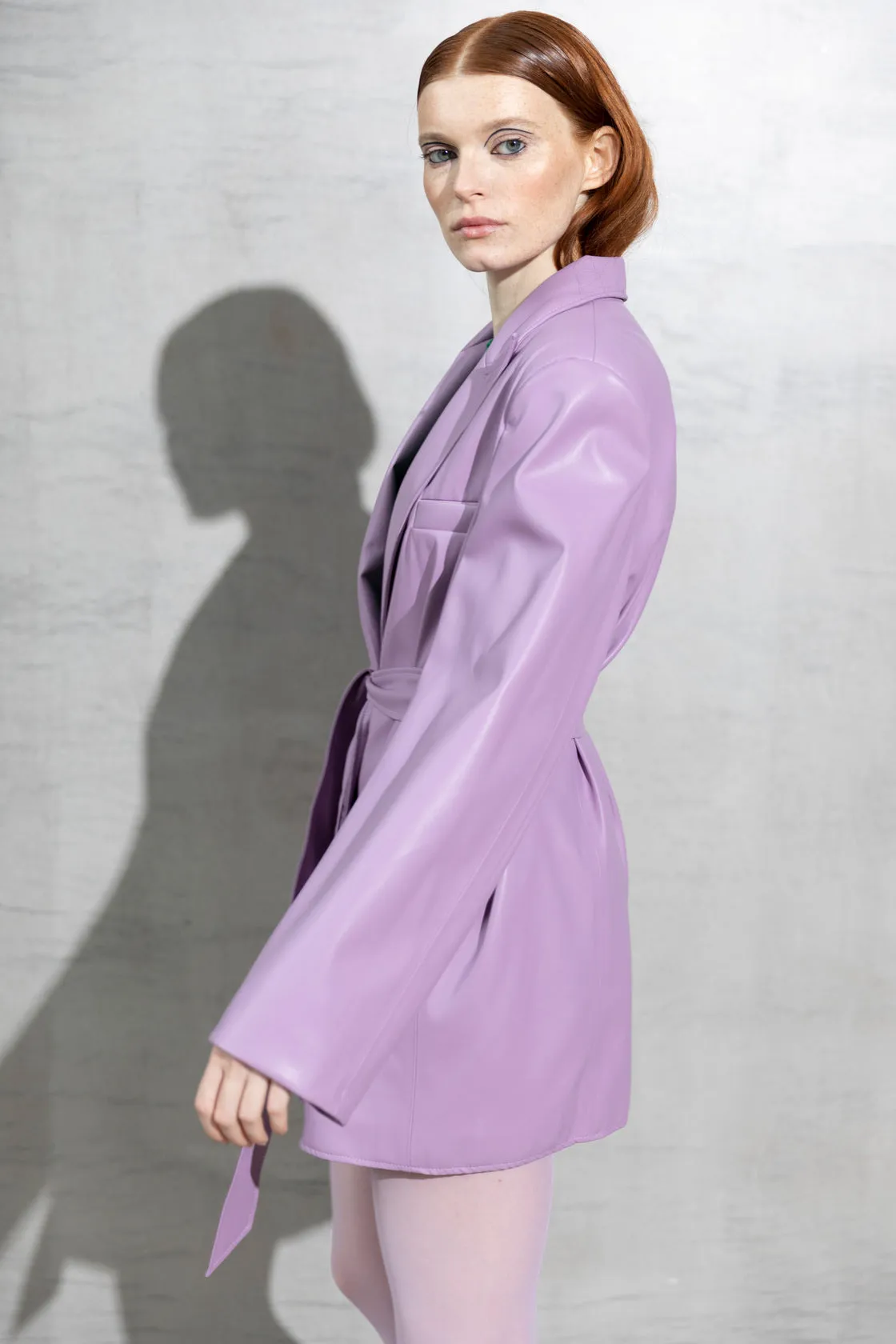YOUR CANDY CRUSH Lilac Oversized Vegan Leather Blazer