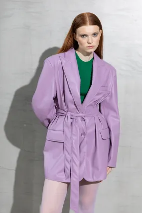 YOUR CANDY CRUSH Lilac Oversized Vegan Leather Blazer