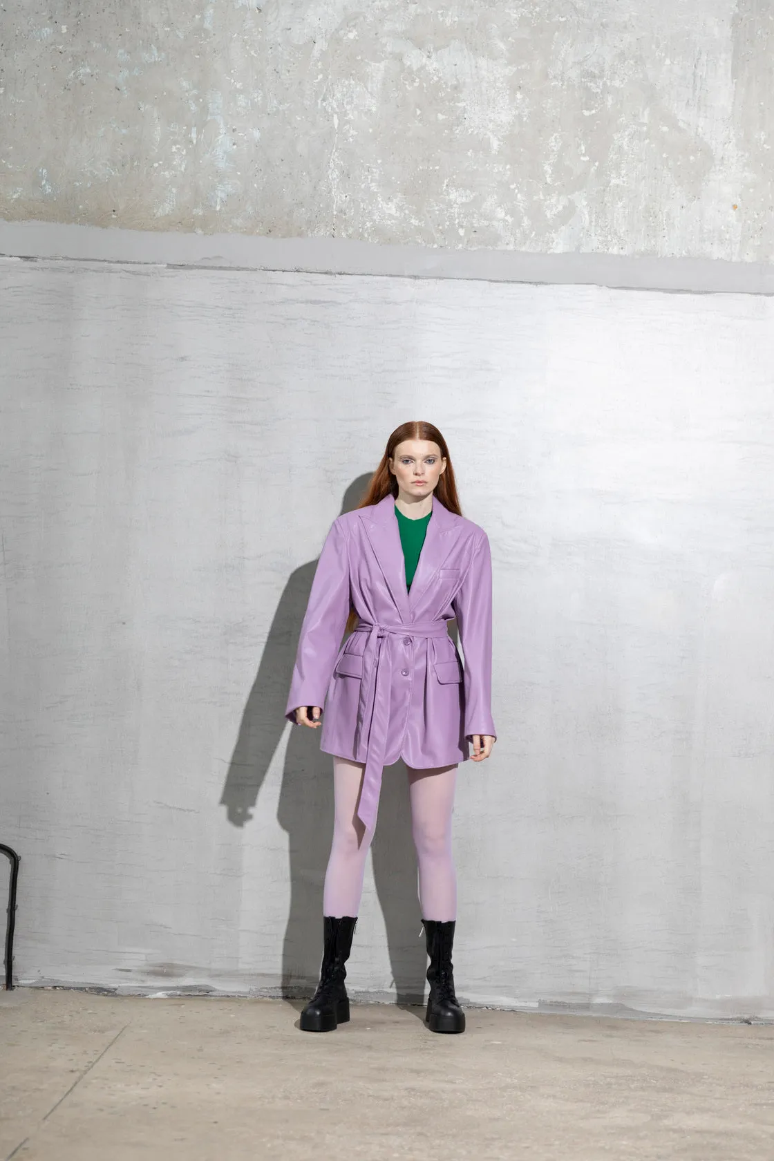 YOUR CANDY CRUSH Lilac Oversized Vegan Leather Blazer