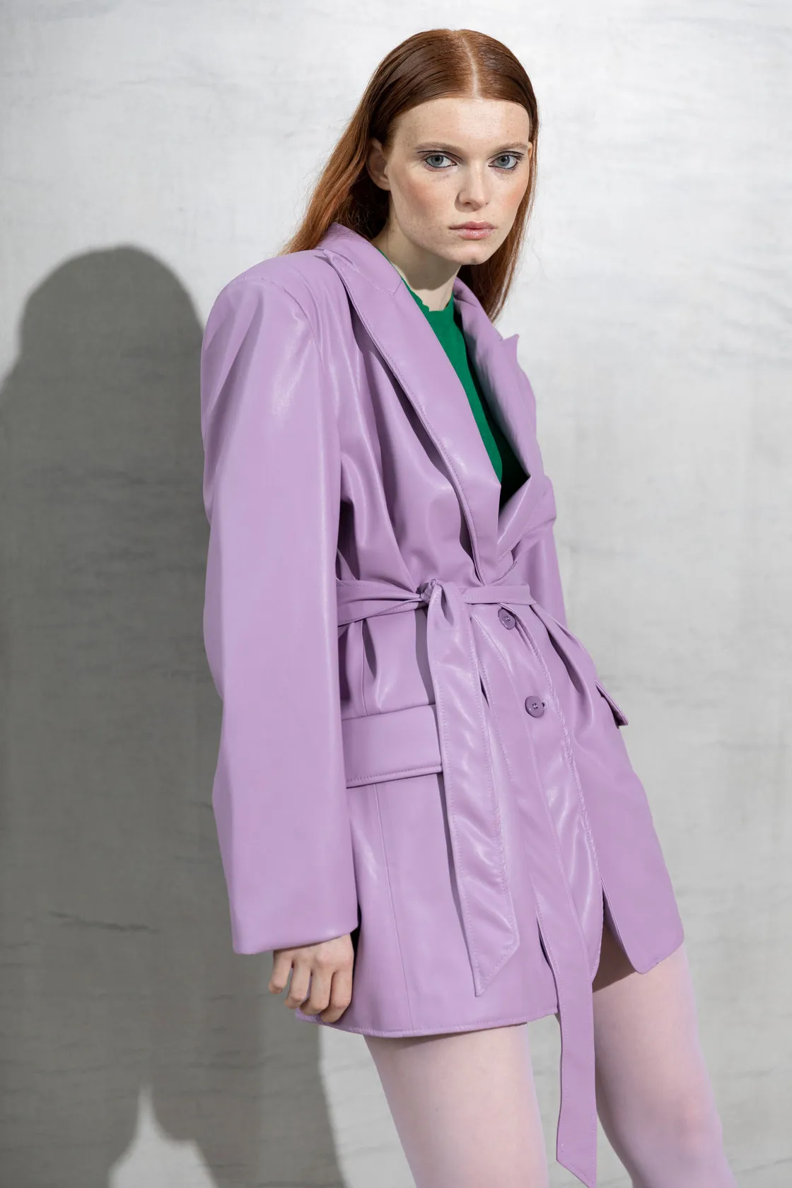 YOUR CANDY CRUSH Lilac Oversized Vegan Leather Blazer