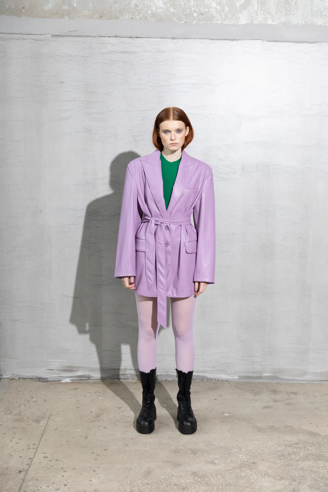 YOUR CANDY CRUSH Lilac Oversized Vegan Leather Blazer