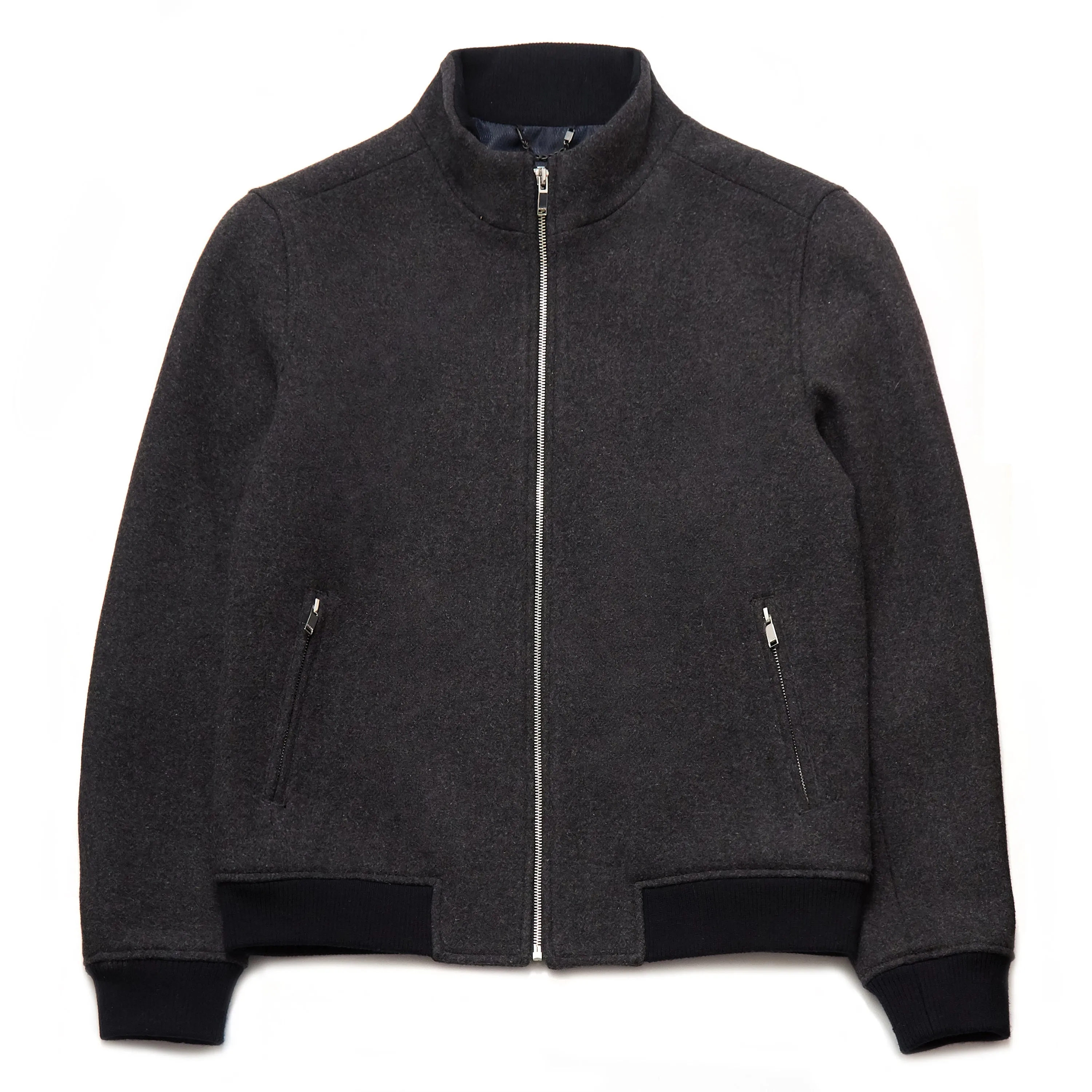 Zaire Wool Blend Bomber Jacket in Dark Grey