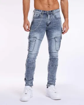 Zipper Workwear Slim Fit Blue Jeans
